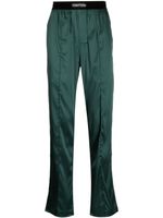 TOM FORD logo-waistband satin-finish trousers - Vert - thumbnail