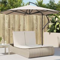 Ligbed 2-persoons met kussens poly rattan beige