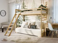 Hoogslaper met Slaapbank Sophie - Naturel / Ribstof Creme - Direct Leverbaar!