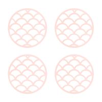 Krumble Siliconen pannenonderzetter rond met schubben patroon - Roze - Set van 4 - thumbnail