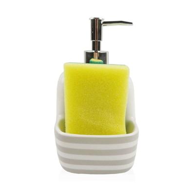 Zeepdispenser Versa Grijs Keramisch Strepen 9,4 x 17,8 x 10,5 cm