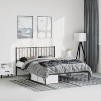 Bedframe met hoofdbord metaal zwart 193x203 cm - thumbnail