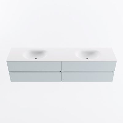 MONDIAZ VICA 200cm badmeubel onderkast Clay 4 lades. Wastafel MOON dubbel 2 kraangaten, kleur Talc.