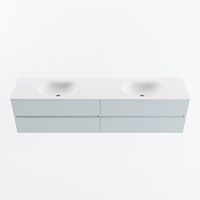 MONDIAZ VICA 200cm badmeubel onderkast Clay 4 lades. Wastafel MOON dubbel 2 kraangaten, kleur Talc.