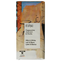 Chocolade melk en wit cappuccino bio 100 Gram