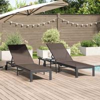 Ligstoel 2-persoon 3 pcs Bruin poly rattan