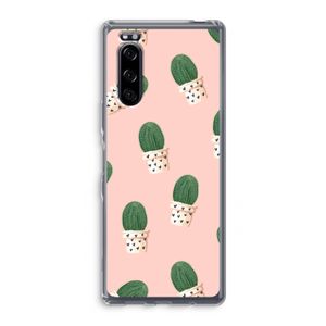 Cactusprint roze: Sony Xperia 5 Transparant Hoesje