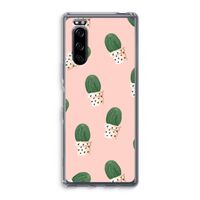 Cactusprint roze: Sony Xperia 5 Transparant Hoesje