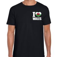 I love Wales t-shirt Verenigd Koninkrijk zwart op borst voor heren - thumbnail