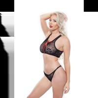 Allure Set Crop Top and Panty Set with Laces - One Size