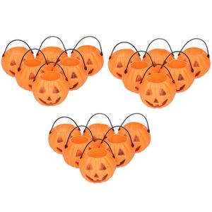 18x Halloween pompoen emmers 5 cm