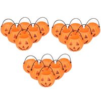 18x Halloween pompoen emmers 5 cm - thumbnail