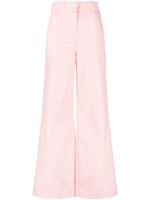 Palm Angels pantalon évasé à taille contrastante - Rose