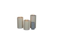 3ST IVOOR KAARS WAX RUSTIEK 3D LONT 7,5X10/12,5/15CM AFSTANDSBEDIENING 3X3AAA - Annas collection