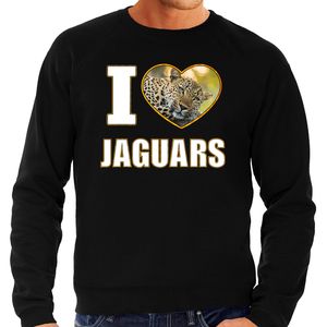 I love jaguars sweater / trui met dieren foto van een luipaard zwart voor heren