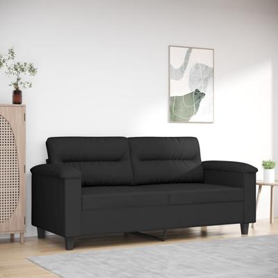 Tweezitsbank 140 cm microvezelstof zwart