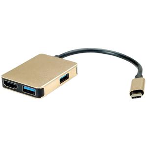 ROLINE 12.02.1120 laptop dock & poortreplicator Bedraad USB 3.2 Gen 1 (3.1 Gen 1) Type-C Goud