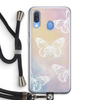 White butterfly: Samsung Galaxy A40 Transparant Hoesje met koord