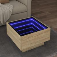 Salontafel met LED 50x50x30 cm bewerkt hout sonoma eikenkleurig