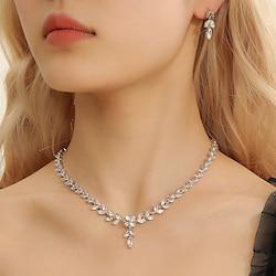 Bruidssieradensets 2 Strass 1 Ketting Oorbellen Dames Elegant Vintage Schattig Klassiek Bladvorm Kostbaar Onregelmatig Sieraden set Voor Bruiloft Feest Lightinthebox