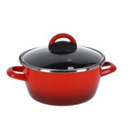 Magefesa Pan - met glazen deksel - rood - 20 cm - 5 liter - RVS - kookpan - soeppan - pannen Cuenca