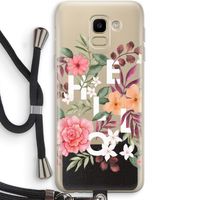 Hello in flowers: Samsung Galaxy J6 (2018) Transparant Hoesje met koord