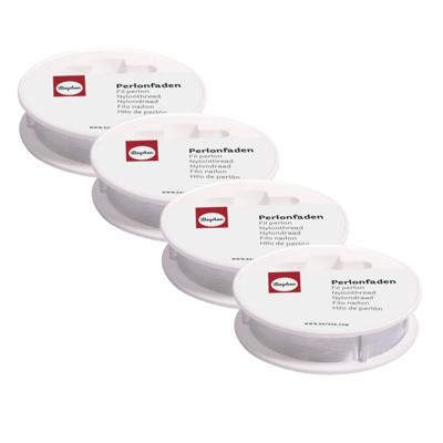 Nylon draad - 4x rollen - wit - 0,7 mm - 25 m - hobby draad - sieraden maken - knutselen