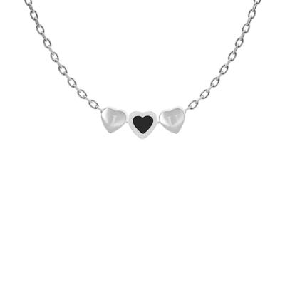Minimalistische initialen ketting tiny hearts - Stainless steel - Zilver