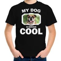 Britse bulldog honden t-shirt my dog is serious cool zwart voor kinderen - thumbnail