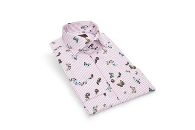 Circle Of Gentlemen Overhemd Flavio Roze Vlinder Print Cutaway Slim Fit