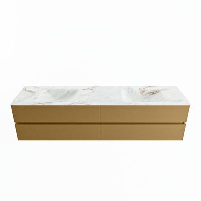 MONDIAZ VICA-DLUX 200cm badmeubel onderkast Oro 4 lades. Inbouw wastafel CLOUD dubbel 2 kraangaten, kleur Frappe.