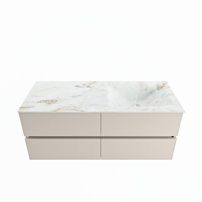 MONDIAZ VICA-DLUX 120cm badmeubel onderkast Linen 4 lades. Inbouw wastafel CLOUD rechts 1 kraangat, kleur Frappe.