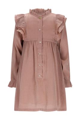 Le Chic winter jurk meisjes - bruin/rood - Skylar - ruffle