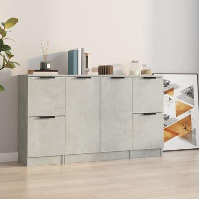 Dressoirs 3 st bewerkt hout betongrijs