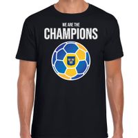 Zweden EK/ WK supporter t-shirt we are the champions met Zweedse voetbal zwart heren