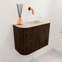 Toiletmeubel Mondiaz Joya Dlux | 51.6 cm | Meubelkleur Walnut | Faye wastafel Frappe Wasbak Rechts | Zonder kraangat(en) Toiletmeubel Mondiaz Joya Dlux | 51.6 cm | Meubelkleur Walnut | Faye wastafel Frappe Wasbak Rechts | Zonder kraangat(en)