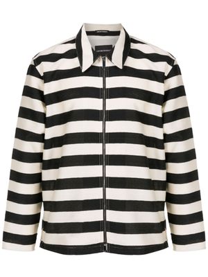 Emporio Armani surchemise zippée à rayures - Noir