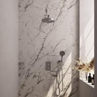 BRAUER Stripe Thermostatische Inbouw Regendouche - 3-weg - rechthoekig - SET 16 - 25cm douchekop - rechte muurarm - 3-standen handdouche - doucheslang - wandaansluitbocht - RVS-kleurig geborsteld PVD 5-NG-395
