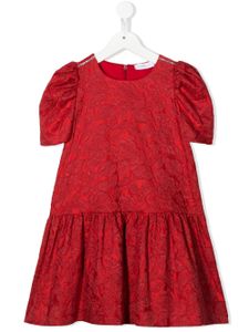 Monnalisa robe mi-longue à motif de fleur en jacquard - Rouge