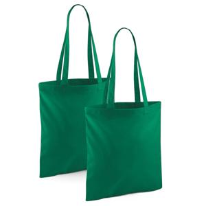 Draagtasje met hengsels - 2x - groen - 42 x 38 cm - katoen - 10 liter - boodschappen - gymtas