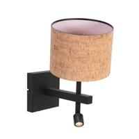 Steinhauer Zwart bedlampjeStang met kurk kapje Ø20cm - 4350ZW