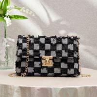 Bon&Bon Pattern Small Square Bag - Chain Strap Crossbody Handbag Black