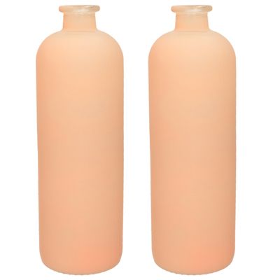 Jodeco - bloemenvaas Avignon - 2x - Fles model - glas - mat terra - H33 x D11 cm