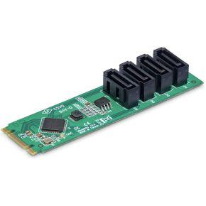 StarTech.com 4-Port M.2 naar SATA Adapter Kaart, M.2 PCIe 3.0 naar SATA HDD/SSD Uitbreidingskaart, A
