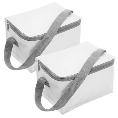 2x kleine koeltas voor 6 blikjes - wit - lunch-drankjes-medicijnen - 20 x 13 x 13 cm