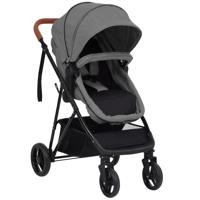 VidaXL Kinderwagen 2-in-1 staal lichtgrijs en zwart - thumbnail