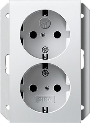 GIRA Wandcontactdoos 2V RA KB 273103 zuiverwit glanzend 55 voor ronde doos steekt 22mm uit