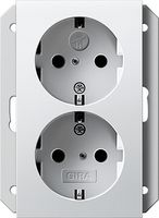 GIRA Wandcontactdoos 2V RA KB 273103 zuiverwit glanzend 55 voor ronde doos steekt 22mm uit
