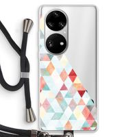 Gekleurde driehoekjes pastel: Huawei P50 Pro Transparant Hoesje met koord