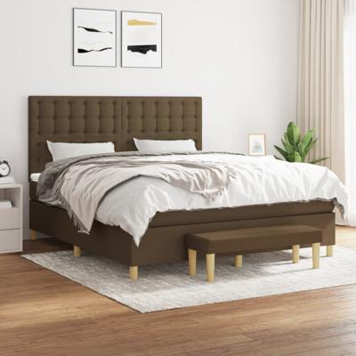 Boxspring met matras stof donkerbruin 180x200 cm
